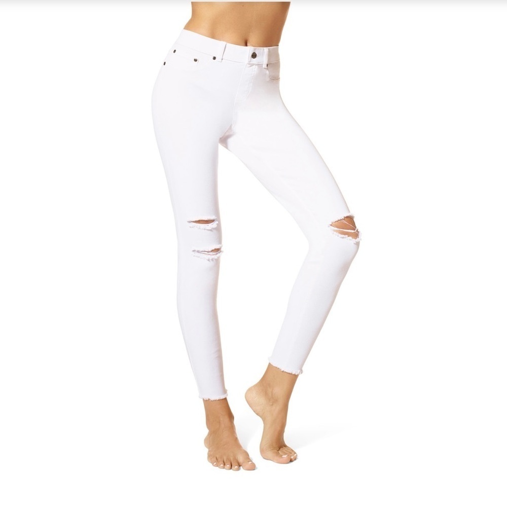 NWT HUE Women's Ripped Knee Denim Leggings, XS
